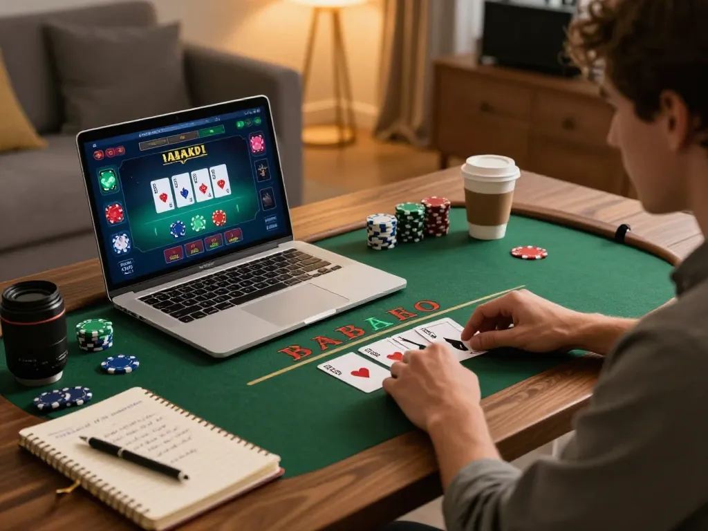 Engaging in a live dealer blackjack game on 88okwin, showcasing strategic gameplay in a cozy home setting.