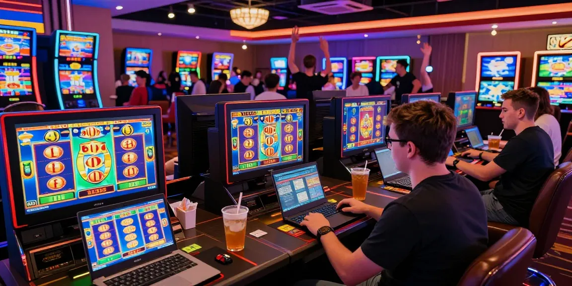 Players enjoying exciting bonus buy slots in a lively online casino setting, showcasing vibrant graphics and a fun atmosphere.