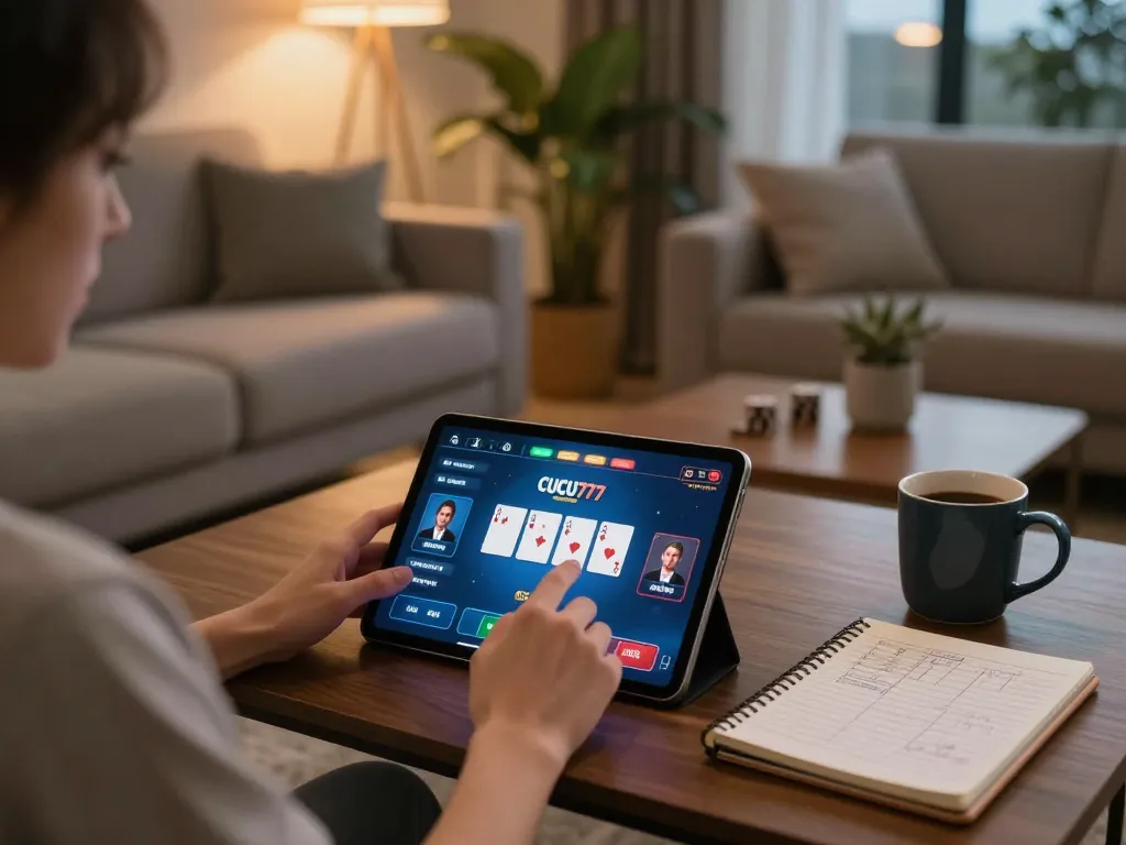 Experience CUCU777 poker gameplay in a cozy online setting featuring strategic notes and warm ambiance