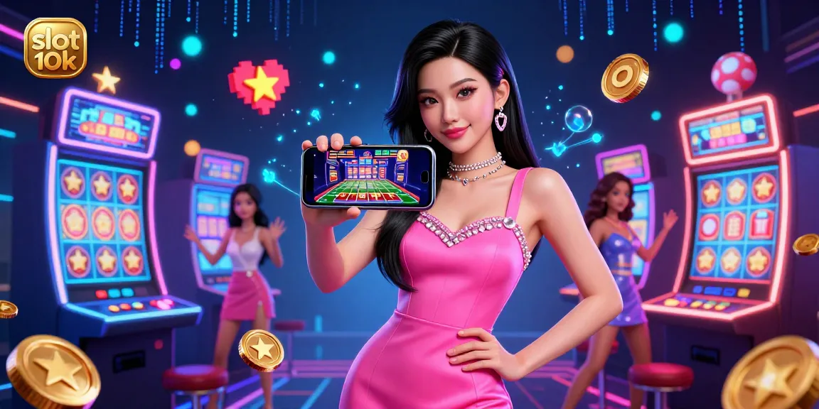 Experience thrilling wins with slot 10k games showcased in a vibrant 3D casino scene.
