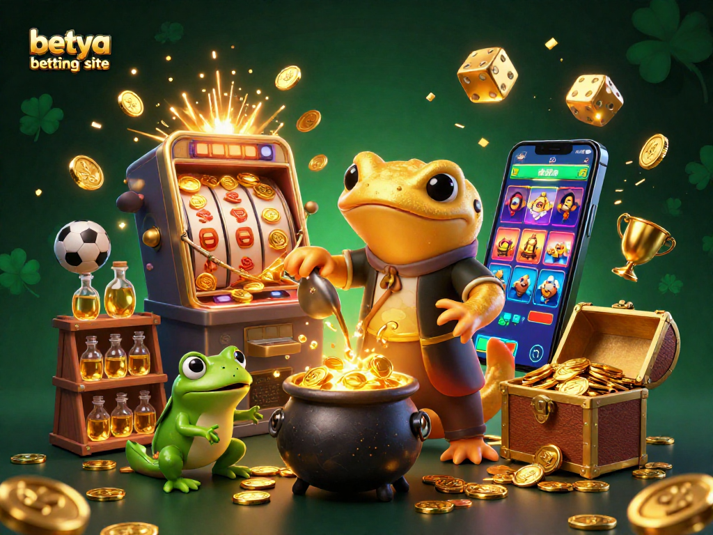 Experience winning at the betya mlb betting site with a vibrant 3D illustration of gambling elements.