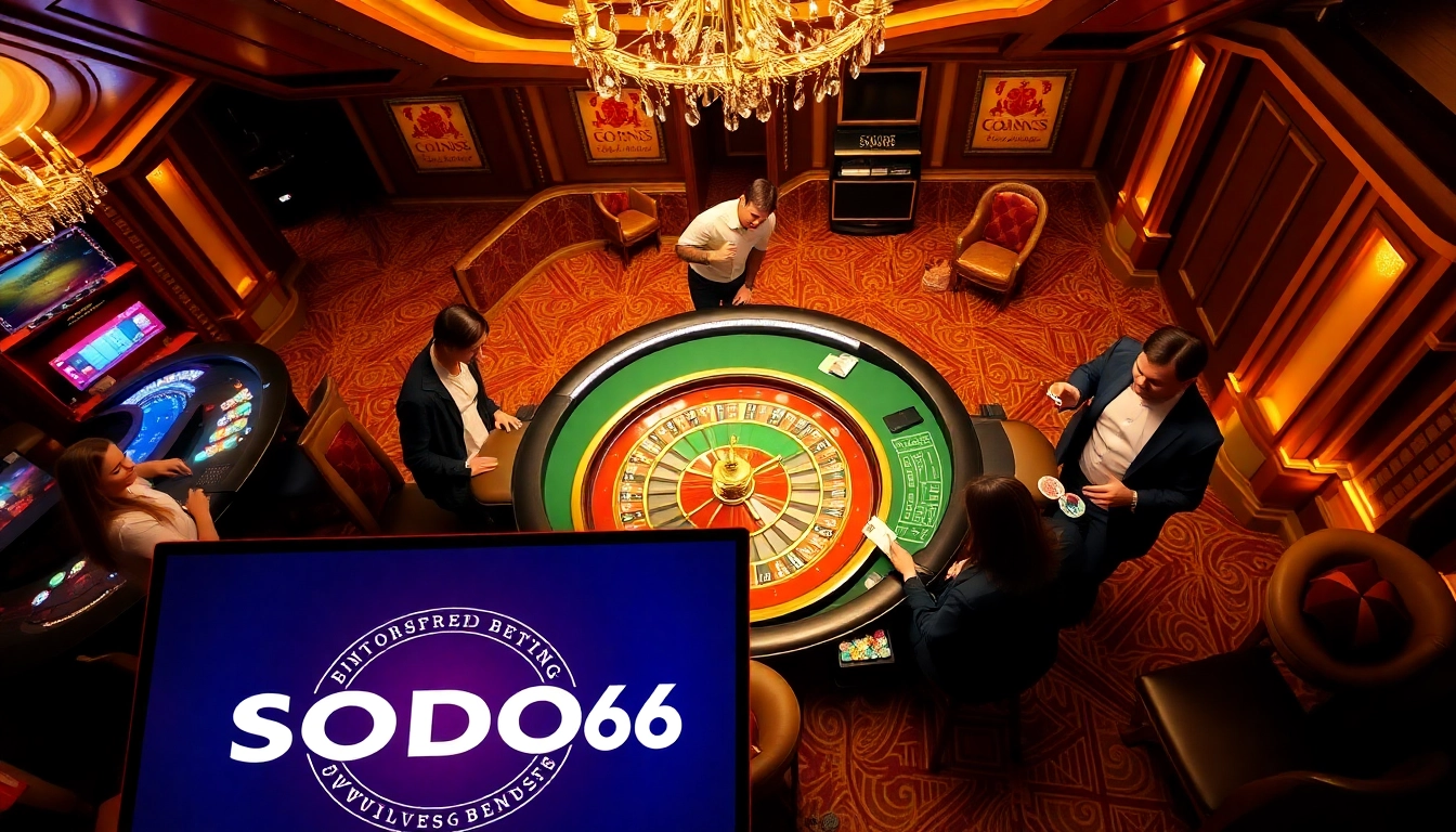 SODO66 players excitedly betting at a luxurious casino table, showcasing vibrant roulette action.