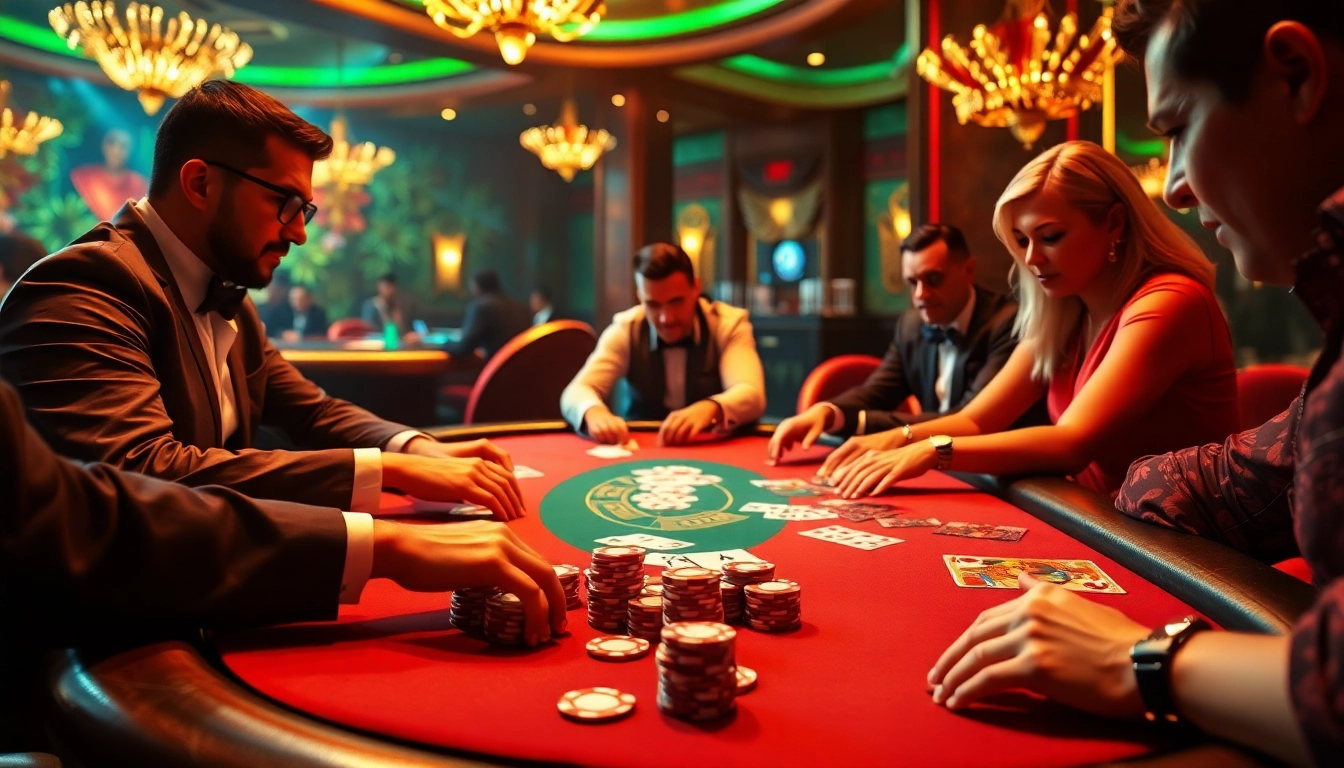 Engage in the exciting game 98win at a vibrant poker table with professional players.