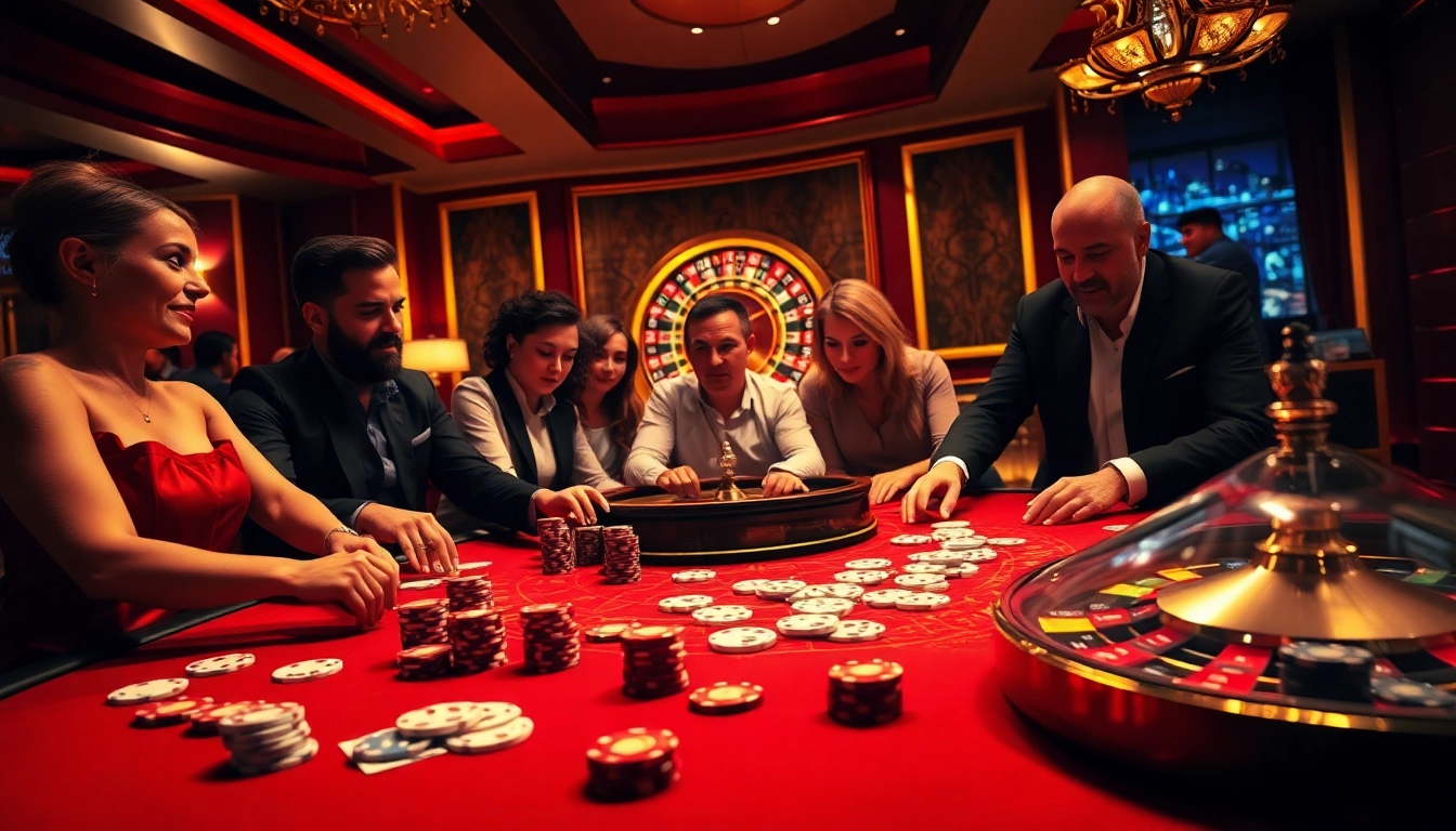 Experience the excitement of F8bet with vibrant poker action at a luxurious casino table.