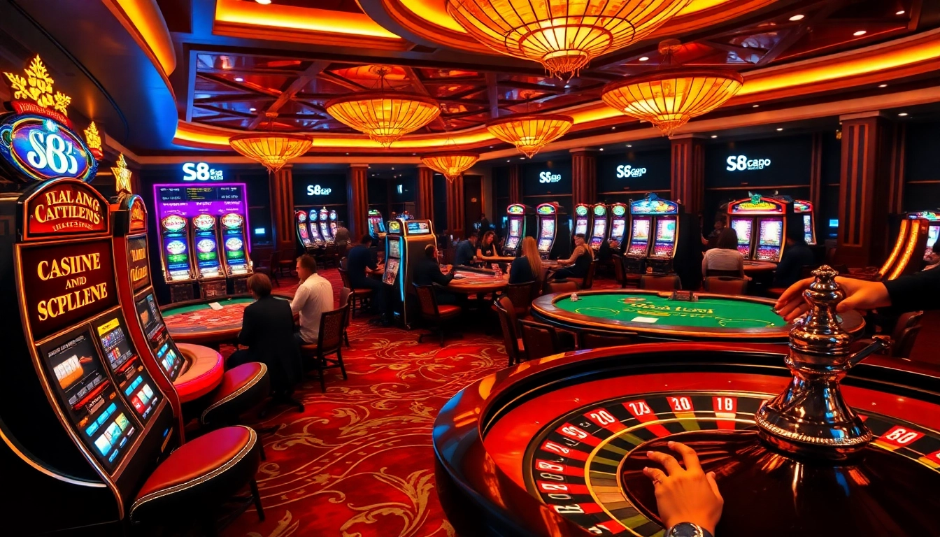 Experience thrilling gambling action with S8's vibrant casino scene featuring dynamic games and high-stakes excitement.
