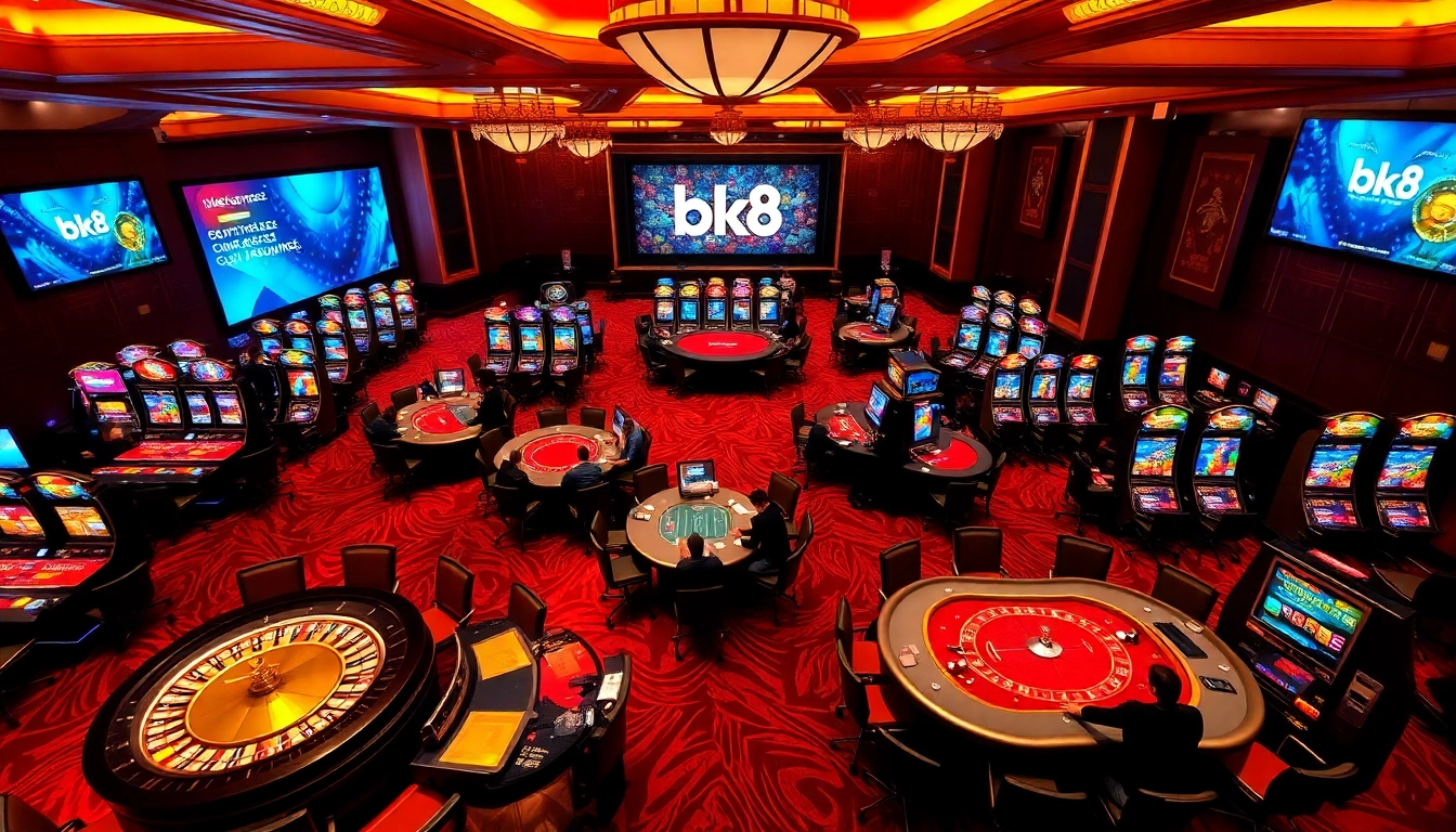 Experience vibrant gaming thrills at bk8 เว็บตรง with a luxurious casino atmosphere featuring exciting tables and slot machines.