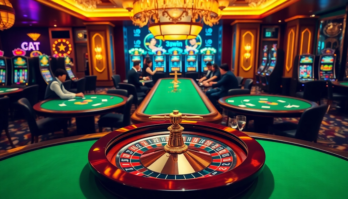 33win gaming tables with luxurious designs, vibrant roulette, and high-stakes poker action.