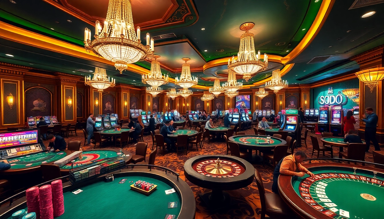 Experience the excitement at SODO Casino with players winning at vibrant roulette tables and poker games.