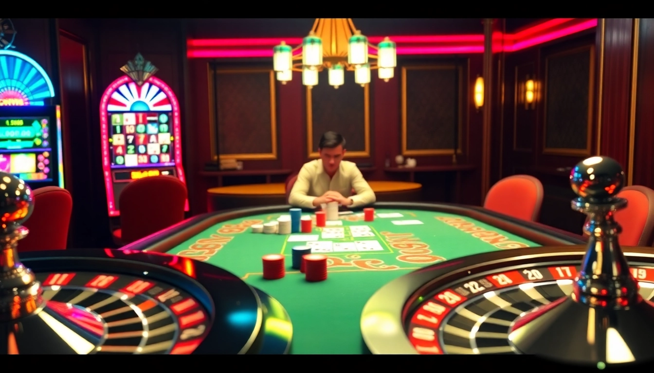 Cổng Game GO88 offers a thrilling casino experience with engaging poker tables and vibrant slot machines.