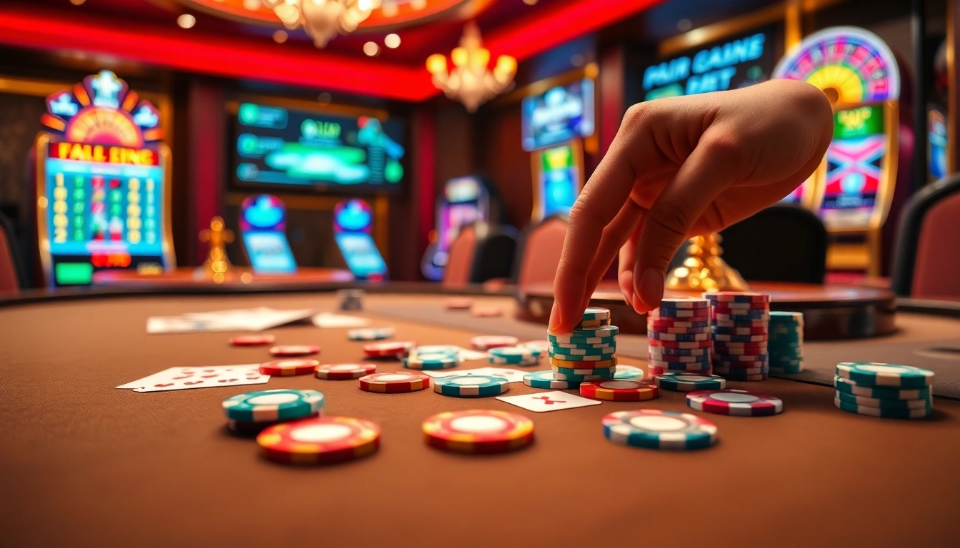 Engage with the thrills of https://kjc.ad/ at a luxurious casino table featuring poker chips and cards.
