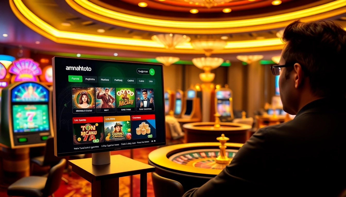 Experience amanahtoto's vibrant online gaming interface with engaging casino visuals.