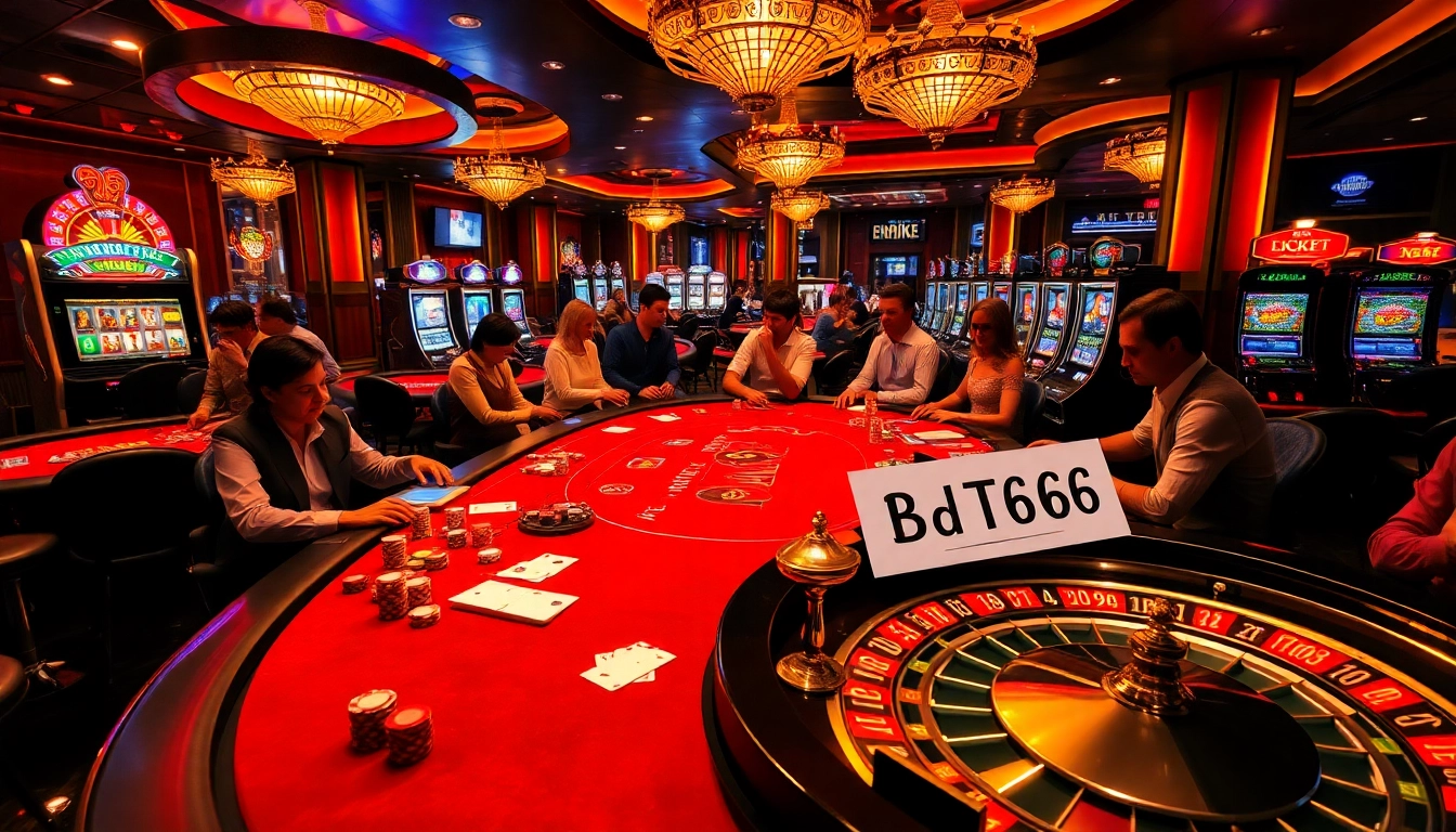 Experience high-stakes excitement at BDTK66 casino with vibrant poker tables and thrilling roulette games.