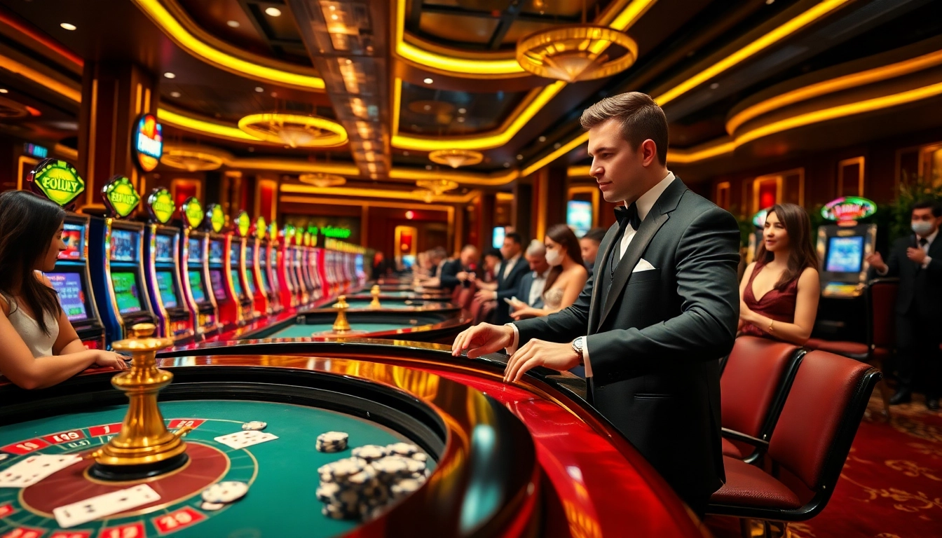 View the exhilarating gaming action at trang chủ 79king casino, showcasing roulette excitement and vibrant slot machines.