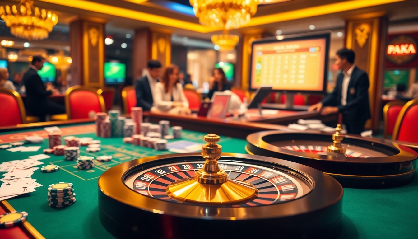 Exciting scene showcasing Pengeluaran Macau results on a gambling interface with casino elements.