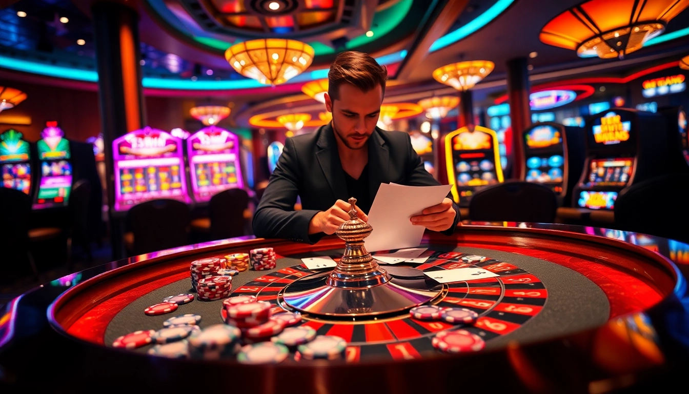 Experience the thrill of 23win at a vibrant casino table with cards and chips.