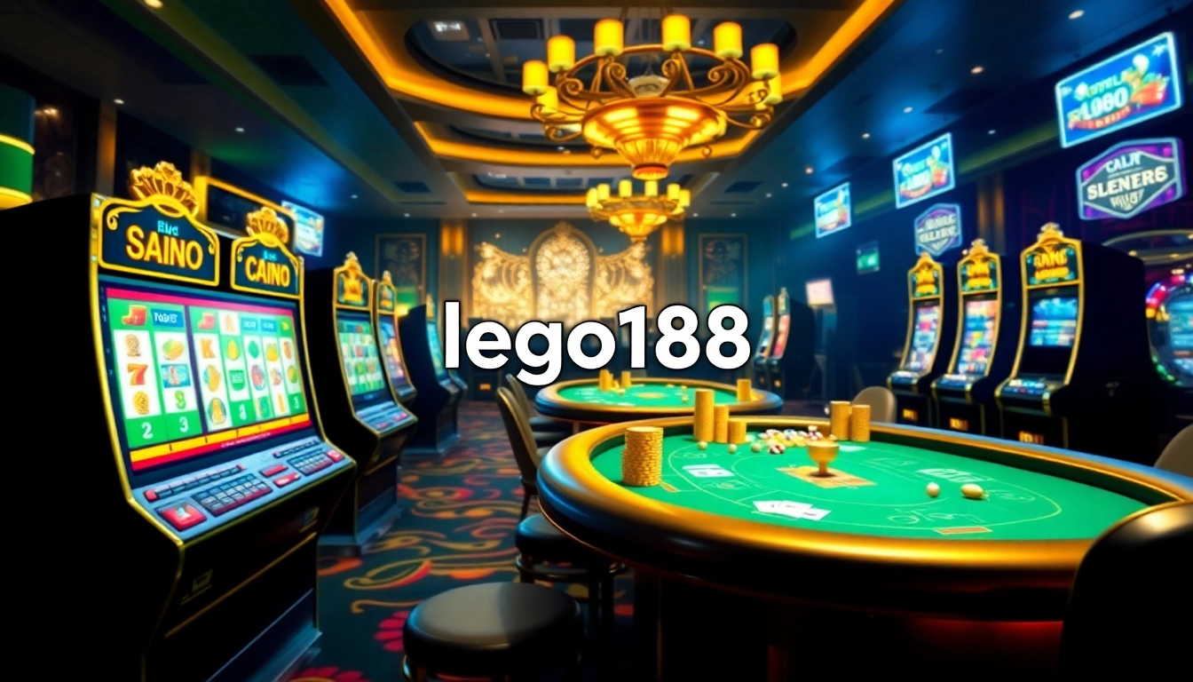 Engage in thrilling online gaming with lego138 at a vibrant casino scene.