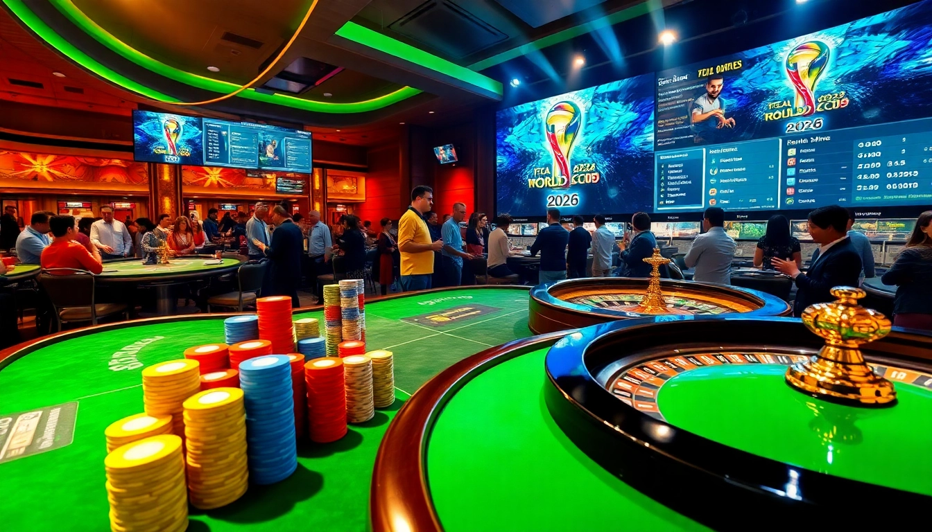 Experience the thrill of Judi Bola Piala Dunia with stunning sportsbook visuals and vibrant betting scenes.