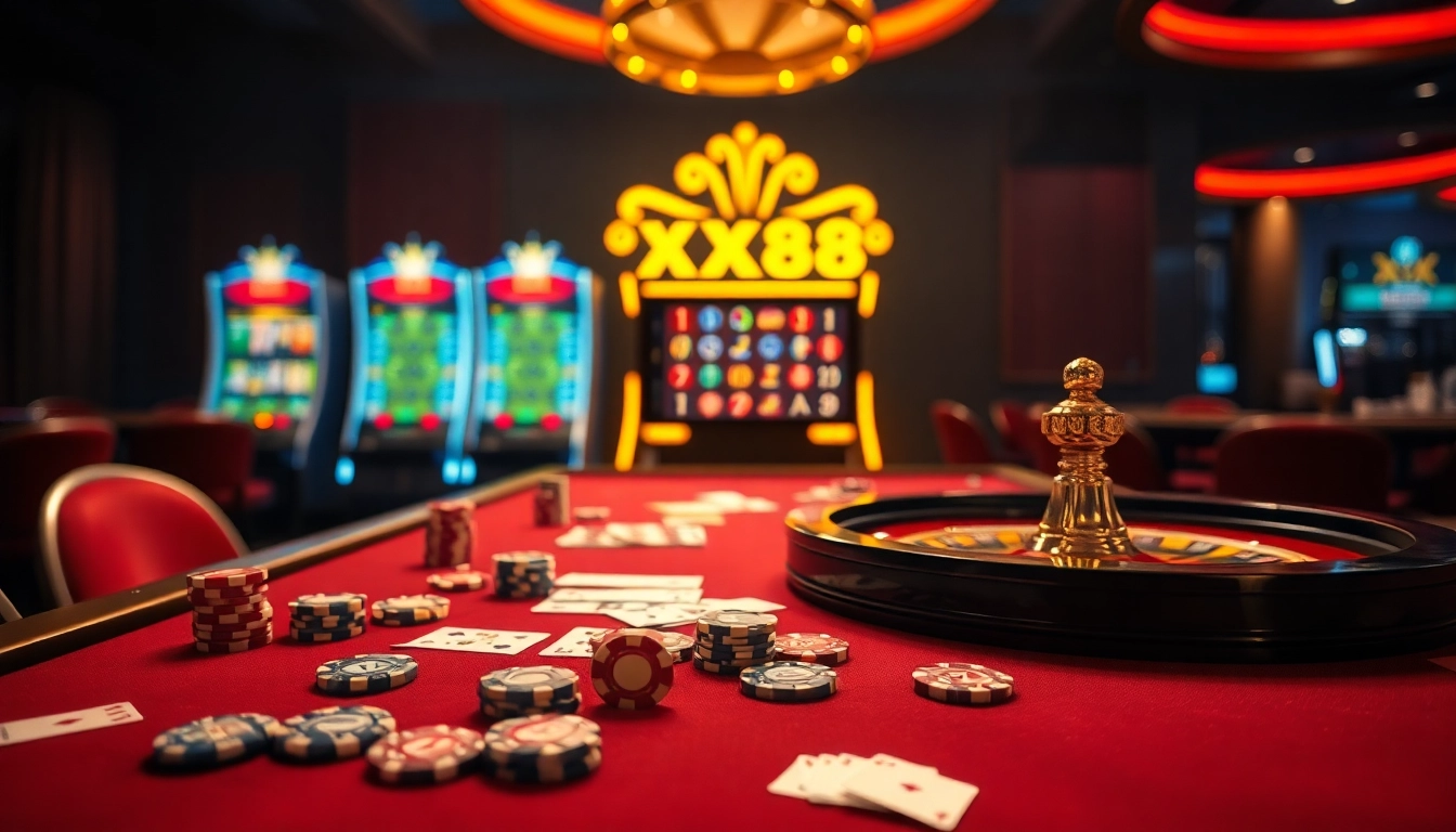 Experience the thrill of gambling with XX88 at a luxurious casino table.