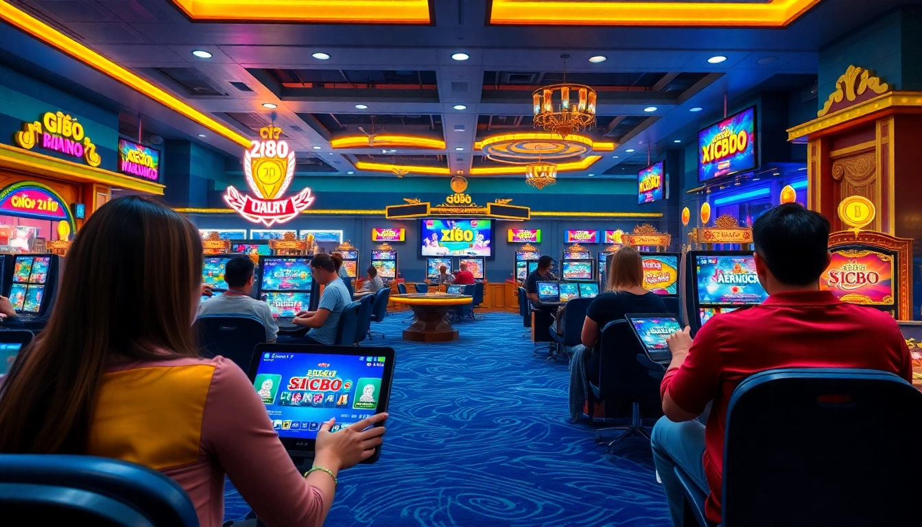 Exciting online gaming scene at go88.bio showcasing players engaging in Sicbo, Xóc Đĩa, and digital rewards.