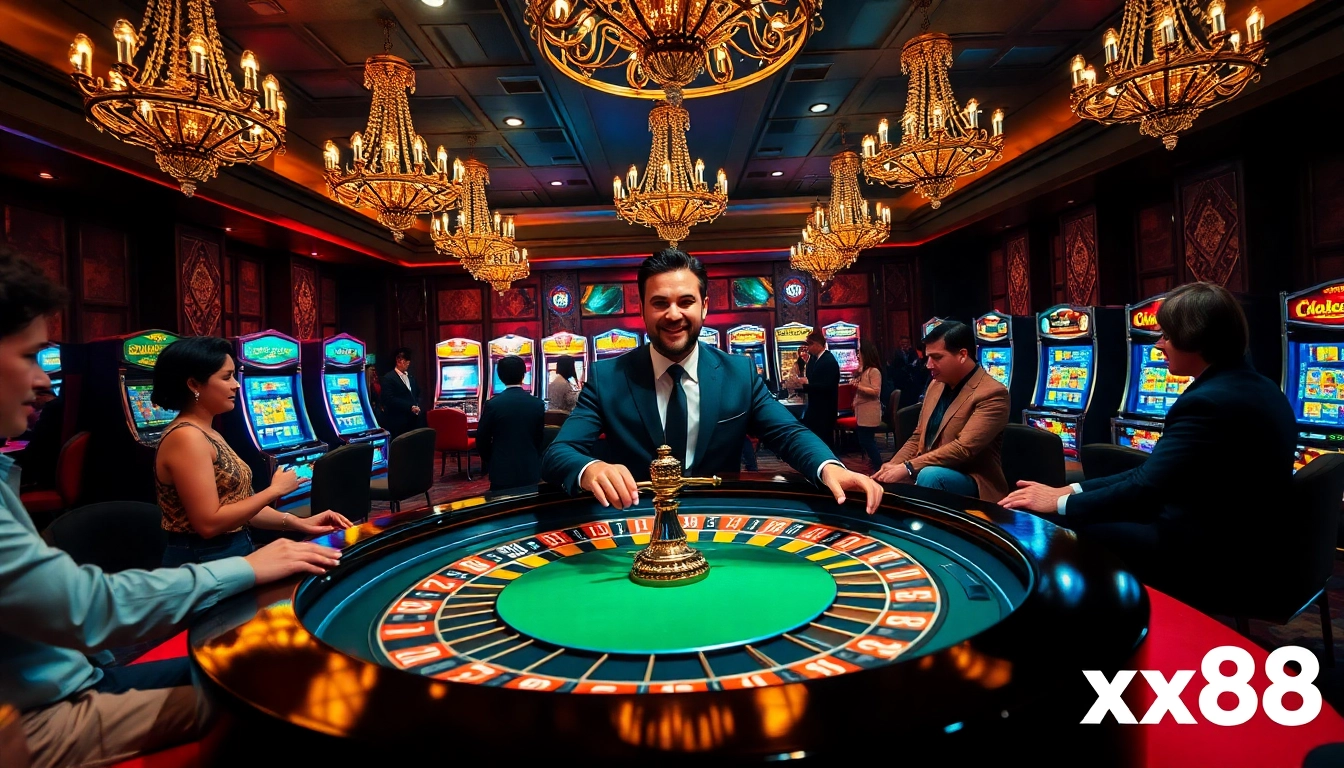 Join the thrilling action at xx88 with vibrant casino games featuring roulette, cards, and dazzling slot machines.