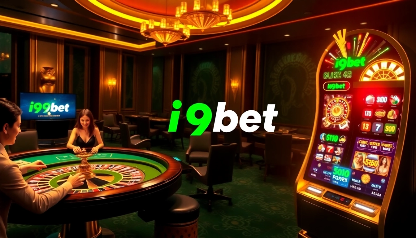 i9bet players enjoying an exciting game around a luxurious poker table.