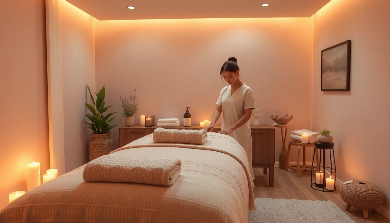 Relaxing ambiance for 동탄출장마사지 featuring a massage table and calming decor.